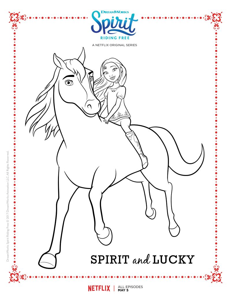 Spirit riding free spirit and lucky coloring page books